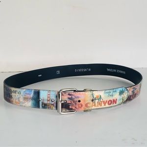 Vintage Y2K United States Points of Interest Holographic Belt